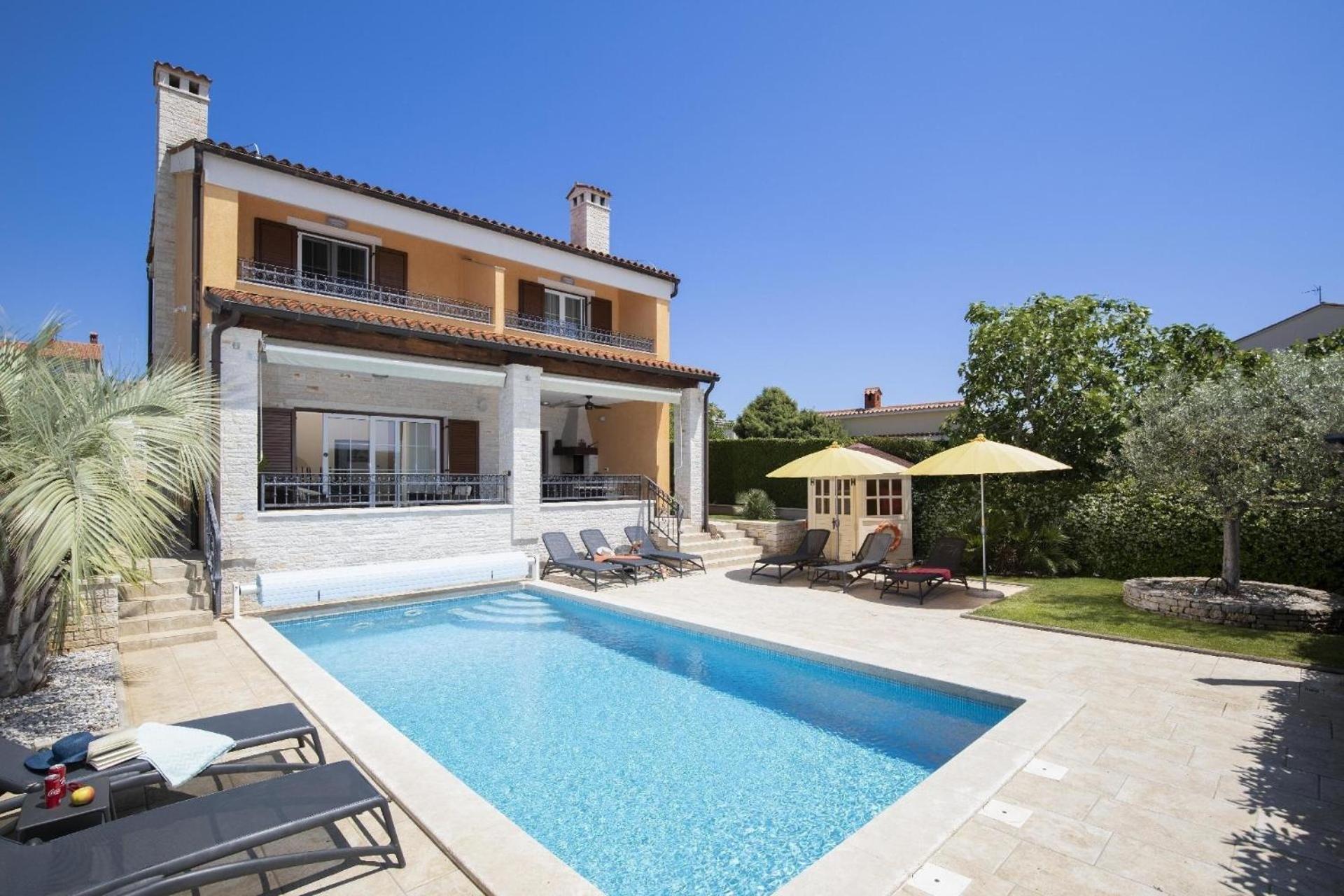 Ferienhaus In Pomer Mit Privatem Beheizten Pool Und Meerblick Exteriér fotografie