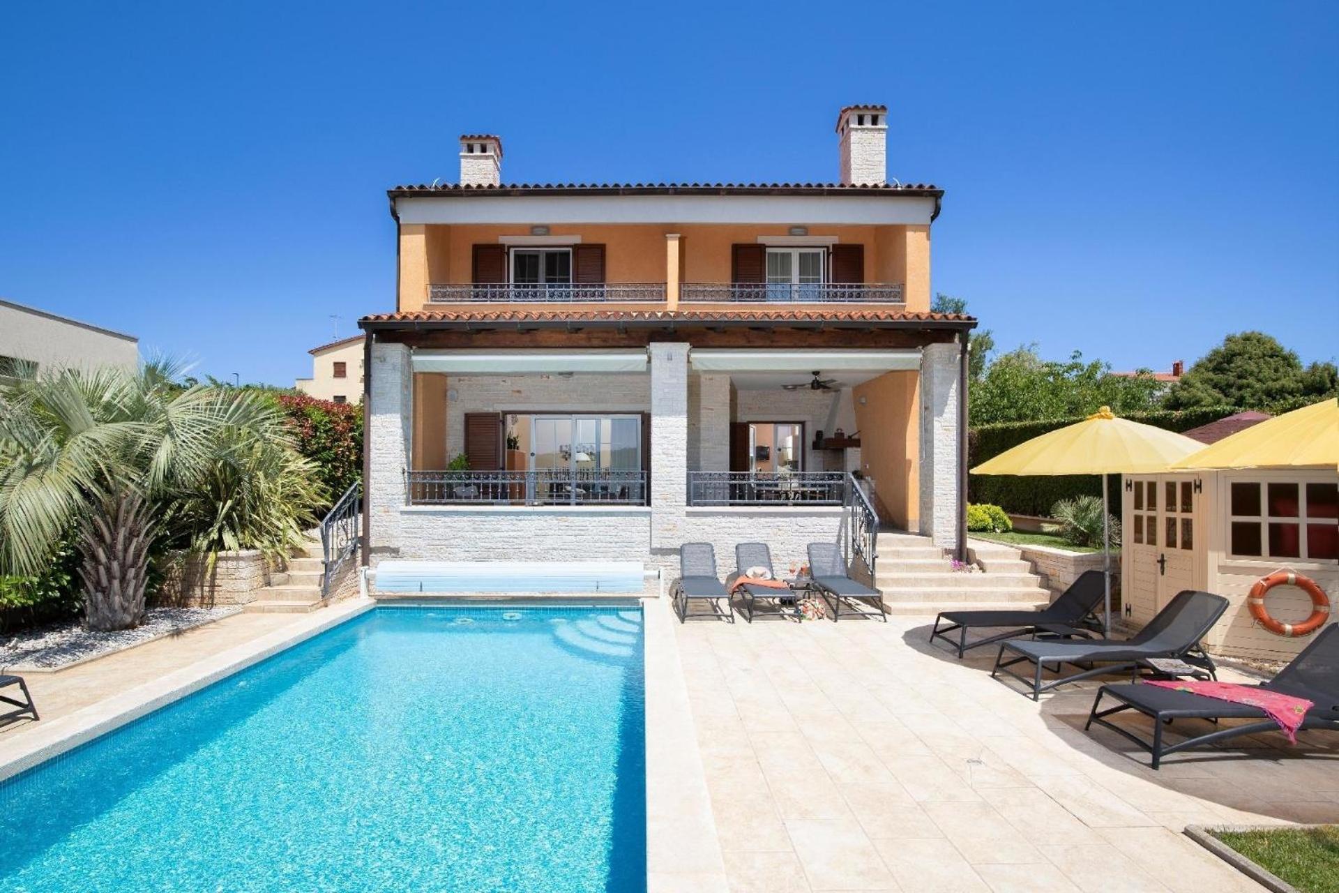 Ferienhaus In Pomer Mit Privatem Beheizten Pool Und Meerblick Exteriér fotografie